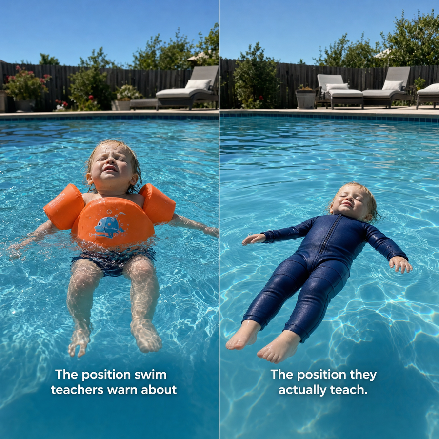 Before and after: puddle jumper versus Otterly back-float